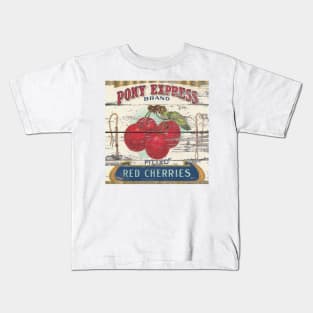 dark academia Retro advertisement orchard fruit french country red cherry Kids T-Shirt